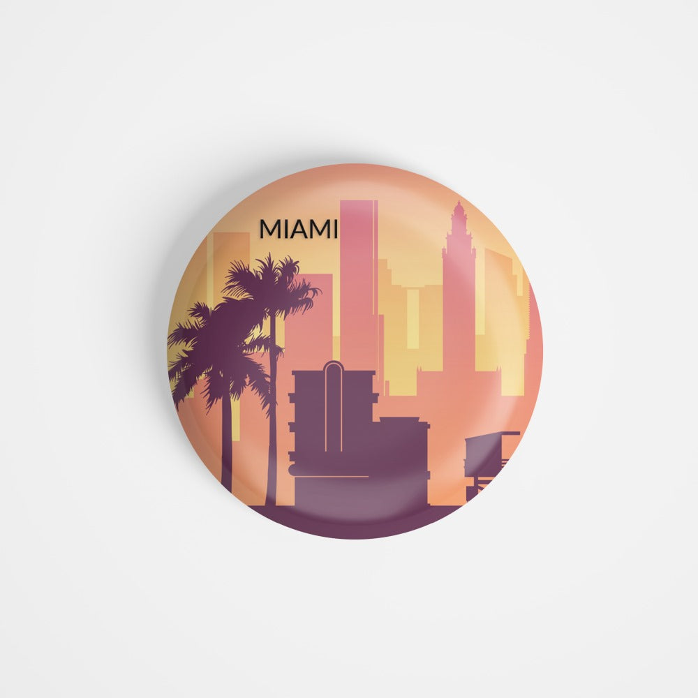 dhcrafts Round Fridge Magnet Multicolour U.S.A Miami D3 Glossy Finish Design Pack of 1 (58 mm)